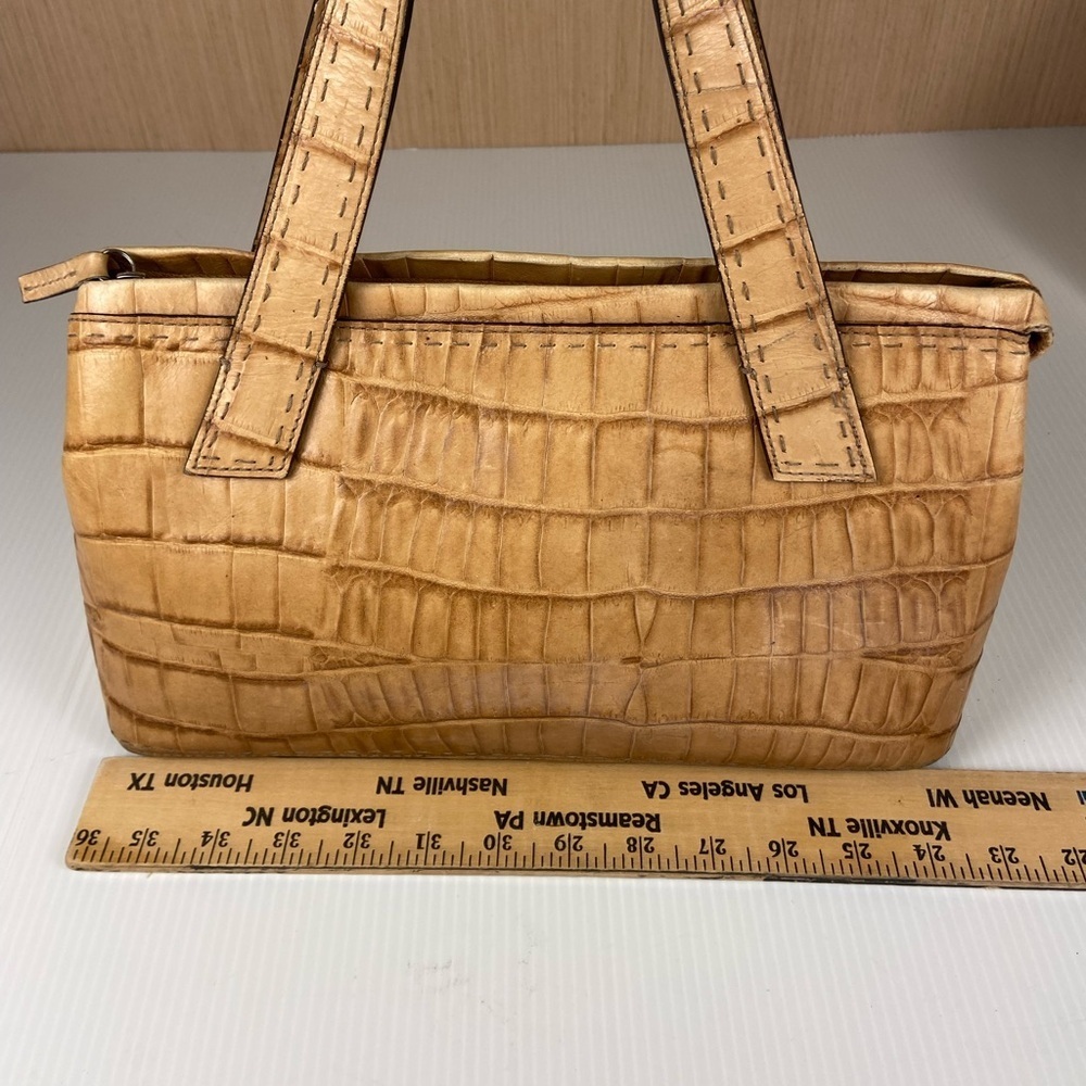 Fossil Croc Embossed Leather Shoulder Tote Bag Tan Vintage Y2K - Picture 2 of 15